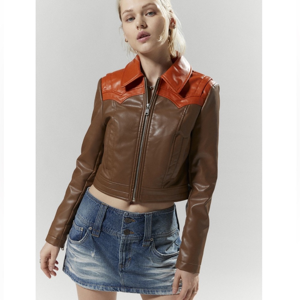 NWT Silence + Noise Mariah Faux Leather Western Jacket